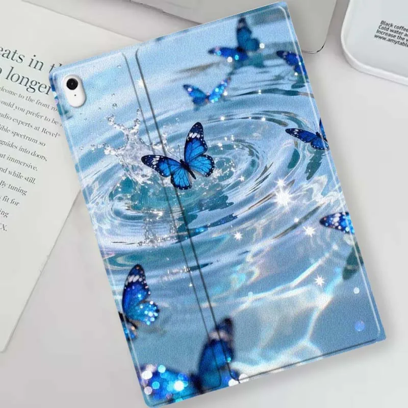 Blue Butterfly Water Ripple Soft Tablet Case with Pen Tray