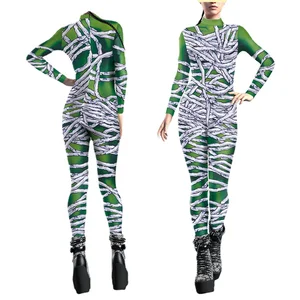 Women Men Future Robot Machine Skull 3D Printed Punk Jumpsuit Halloween Cosplay Costumes Party Role Playing Dress Up Outfit