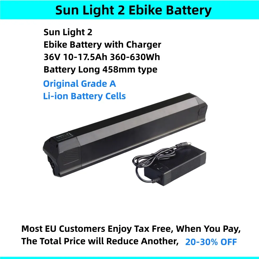 SunLight2LiionEbikeBatterywithCharger36v10Ah104Ah125Ah