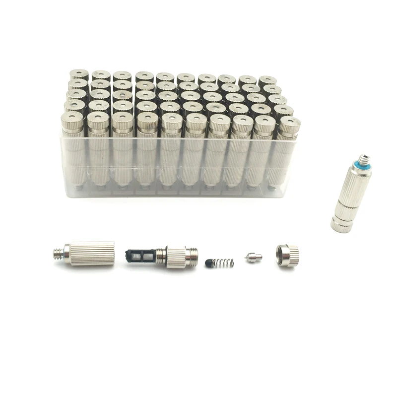 (50 pieces / lot) High Pressure Brass Misting Nozzles Anti-Drip 10/24 UNC 0.1/0.2/0.3/0.4/0.5mm 6