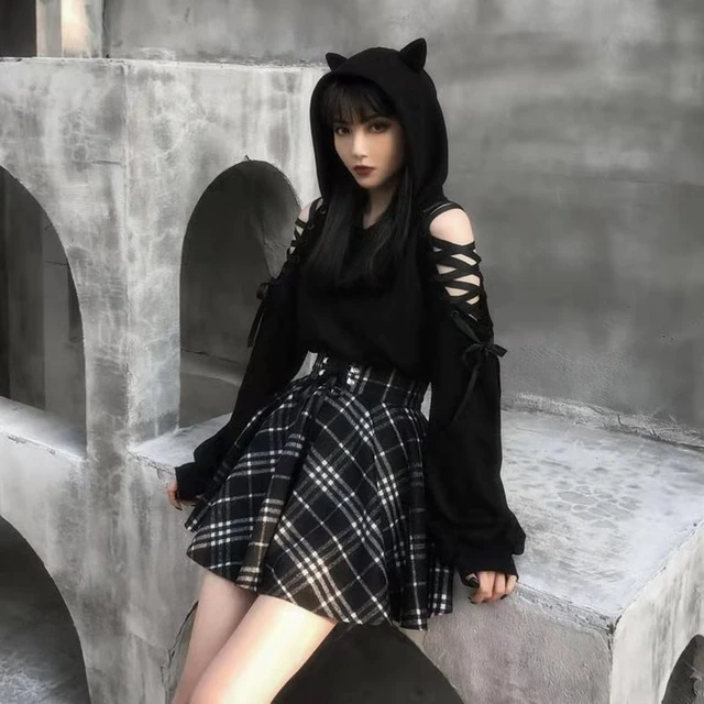 Dark EGirl Anime Aesthetic Hoodie - Aesthetic Clothes Shop