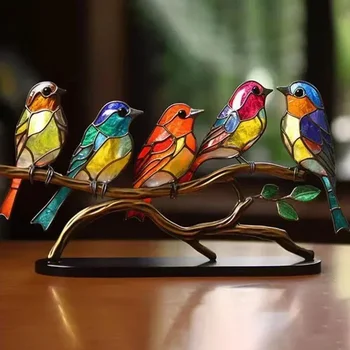 Multicolor Acrylic Birds on Branch 1