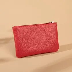 Elegant PU Leather Coin Purse with Retro Litchi Pattern - Zippered Mini Wallet and Card Holder (Red)