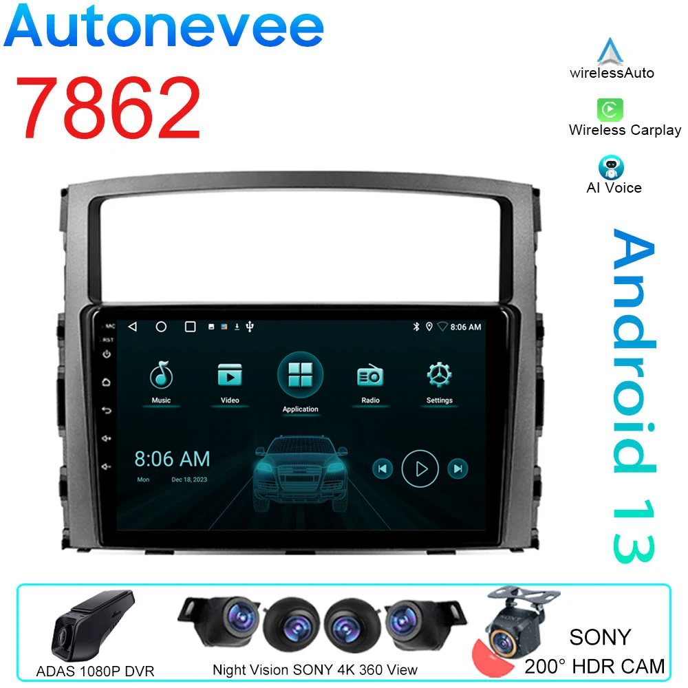 

Автомагнитола 2DIN для Mitsubishi Pajero 4 V80 V90 2006 - 2014 с видеоплеером, навигацией, Android, GPS, Carplay
