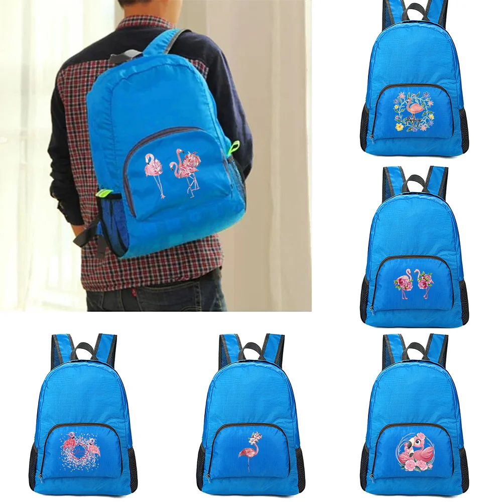 

Backpacks Women Travel Ultralight Foldable Daypack Hiking Sports Outdoor Pack Flamingo Print Camping Portable Folding Backpack