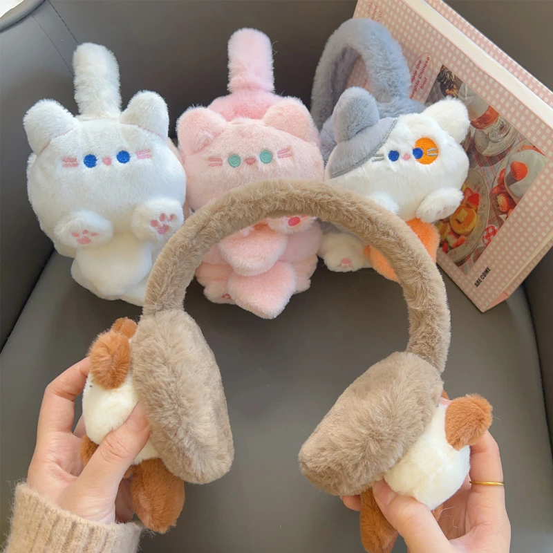 Cartoon Rabbit Winter Warm Earmuffs for Children Girls Plush Thick Soft Ear Cover Ear Protection Warmth Muffs for Women Kids