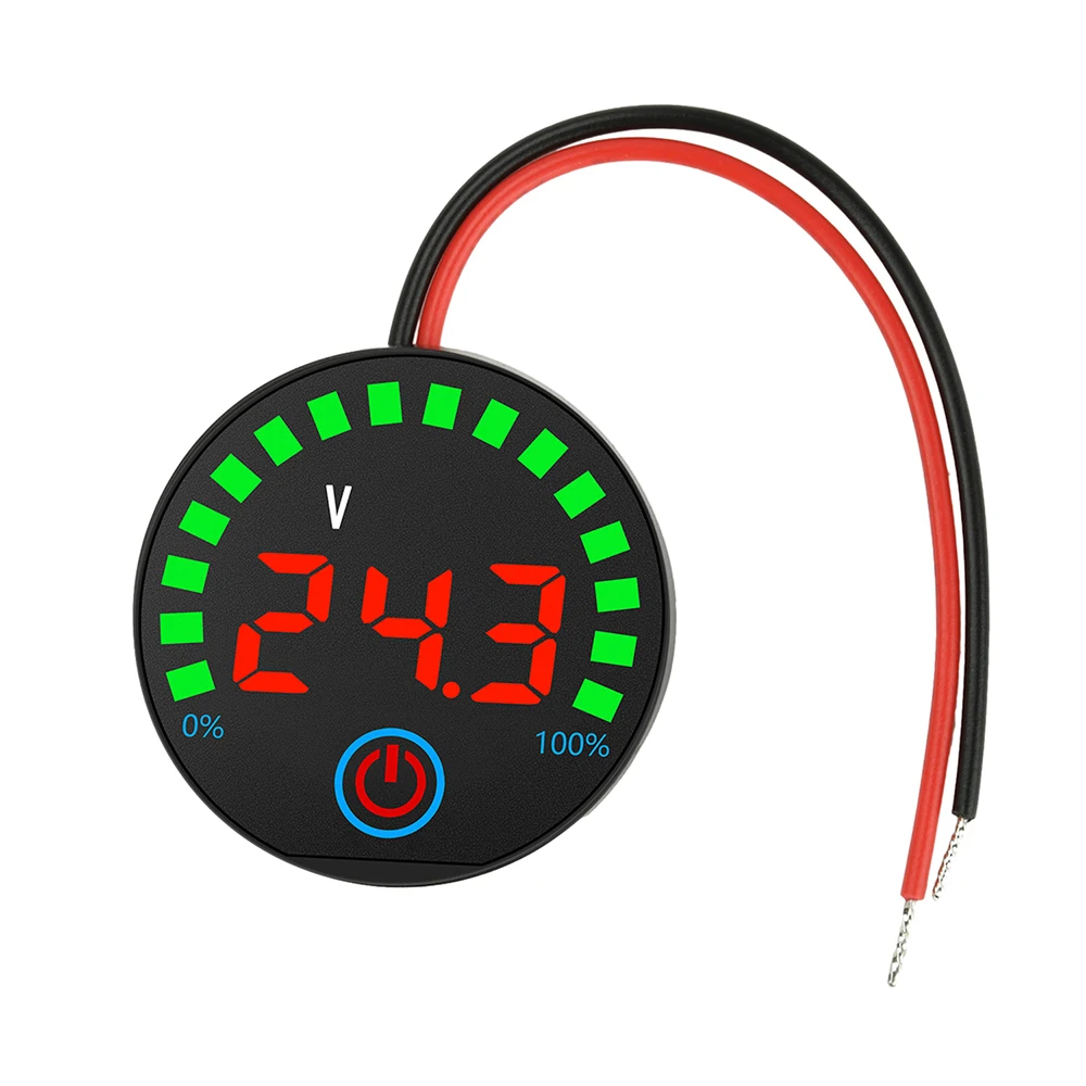 Evrensel DC 7-55V Yuvarlak LED Pil Seviyesi Göstergesi, Kapanma Hafızalı Fonksiyonlu Elektrikli Araba Evrensel Voltaj Test Cihazı