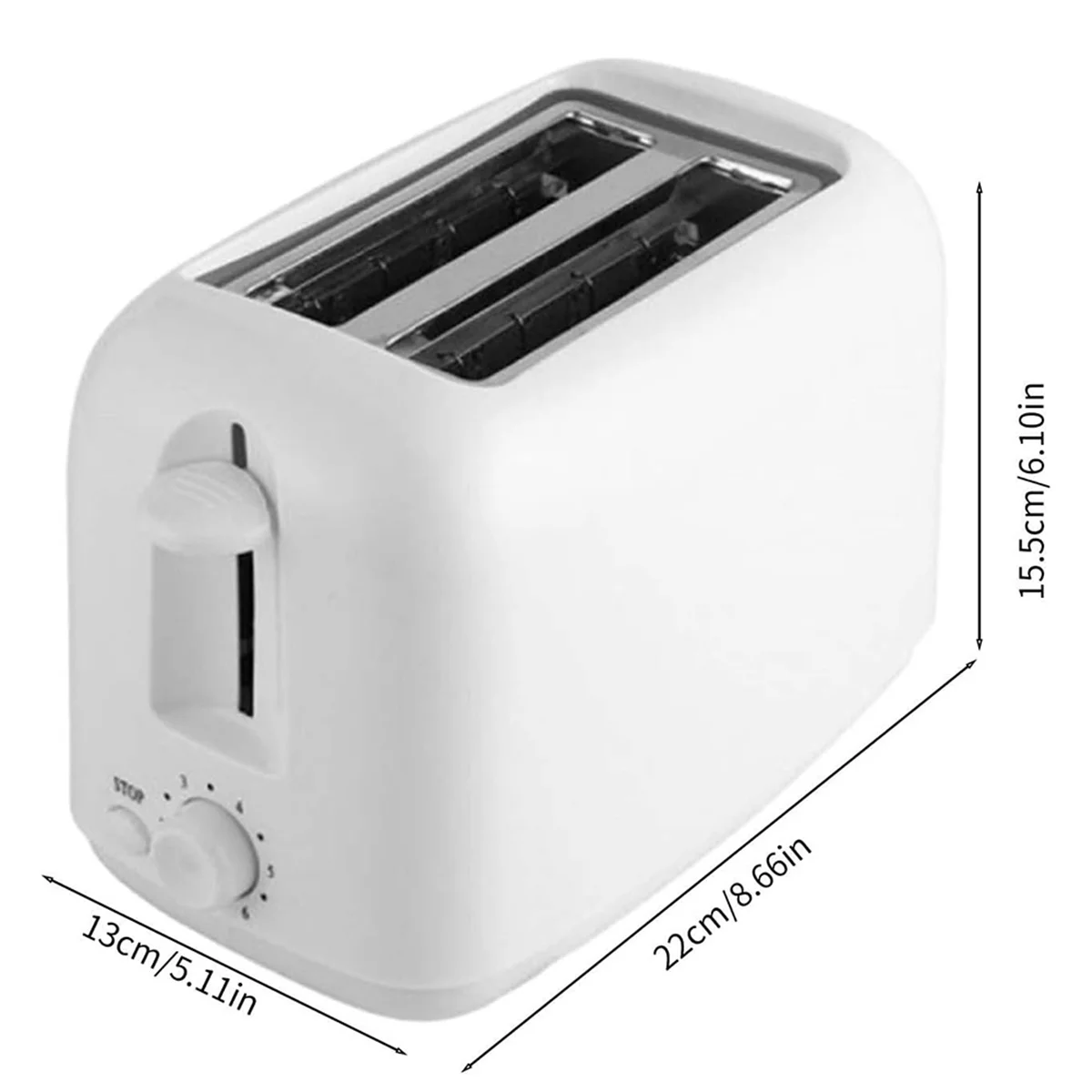 BABZ Retro Toaster 2 Slice with 6 Functions, Stainless Steel Toaster Removable Crumb Tray, Under Base Cord Storage US Plug