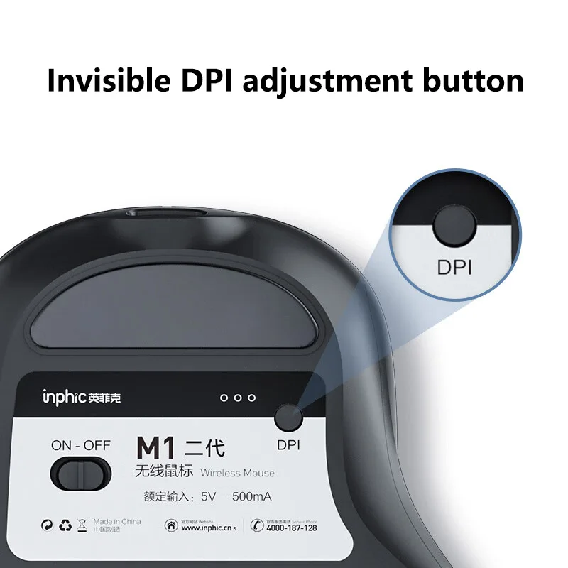INPHIC Oplaadbare draadloze muis, [opgewaardeerd], ultraslanke 2.4G stille draadloze muis computermuizen 1600 DPI met USB-ontvanger voor laptop, pc, Macbook, Windows, kantoor, batterijniveau