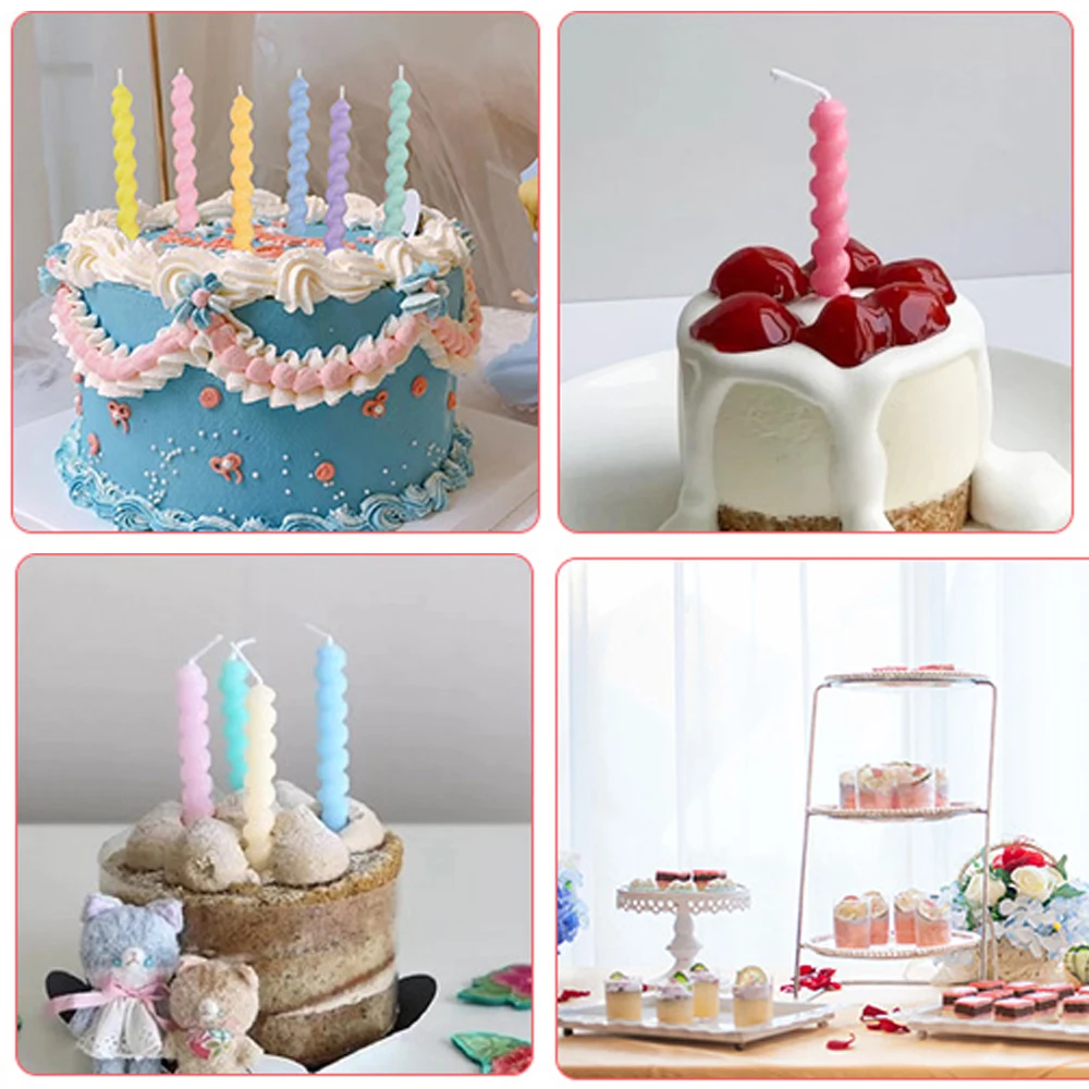 Velas de Pastel de colores para cumpleaños, velas de Pastel de caramelo de  arcoíris con soporte para niños, decoración de fiesta de Baby Shower, 6  unids/set _ - AliExpress Mobile