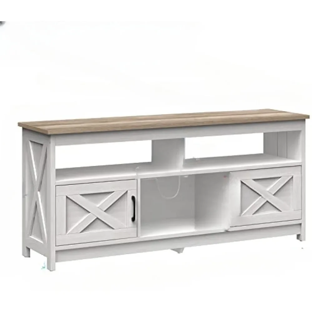 Sideboard Buffet Cabinet Farmhouse with Barn Door Coffee Bar Cabinet Storage and Open Shelves for Home Kitchen Dinning