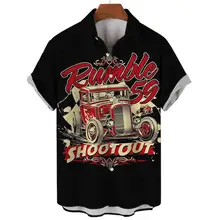  2023 Hawaiian Shirt Man Streetwear Car 3d Print  Graphic Street Beach Men's Shirt Casual Short Sleeves Button-down Shirt Man Top 