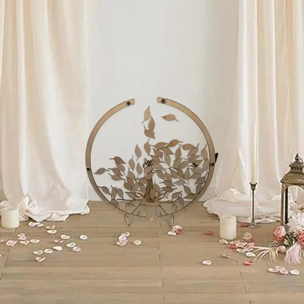 Modern Guest Message Box Long Lasting Message Drop Box Transparent Decorative Wooden Tree And Leaves Signature Guest Book