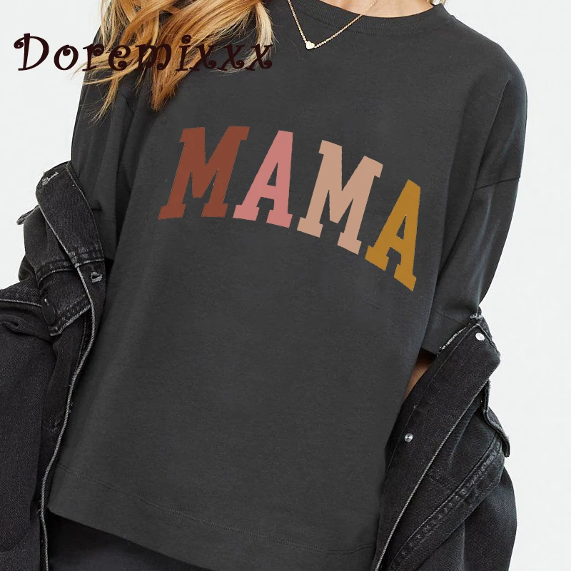 

2023 Women Mama Letter T-Shirt Mother's Day Tshirt Gift Fashion Summer Lady Aesthetic Tees Vintage Tops Tshirts Women's Clothes