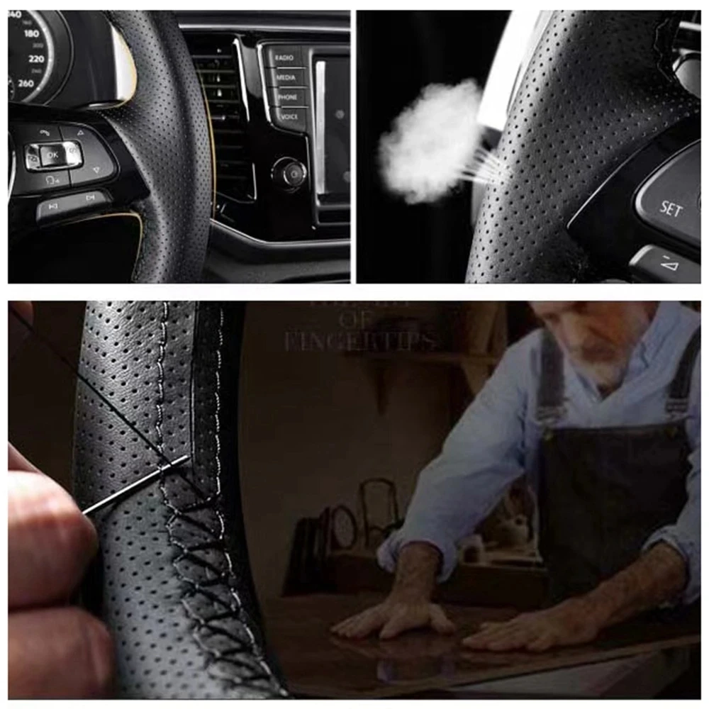 Microfiber Leather Car Steering Wheel Cover Non-Slip Steering Wheel Cover For Audi A1 8X A2 A3 Q3 Q5 Q2 A4 A5 A6 Car Accessories
