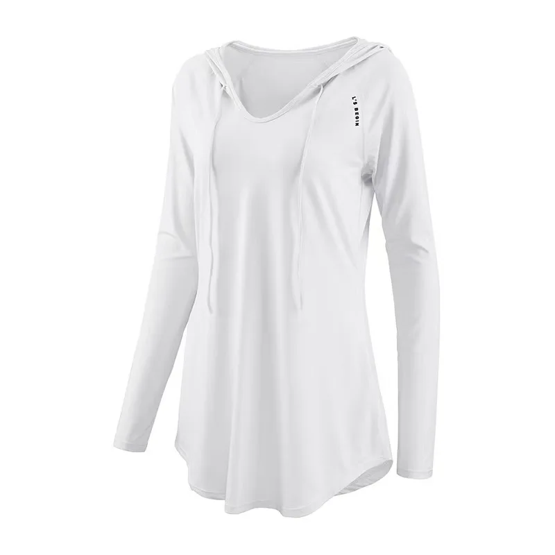 Yoga Clothing Sports Top Women's Casual Loose Cover Shirt, Long Sleeved Quick Drying Hooded Running Training Fitness Jacket 2