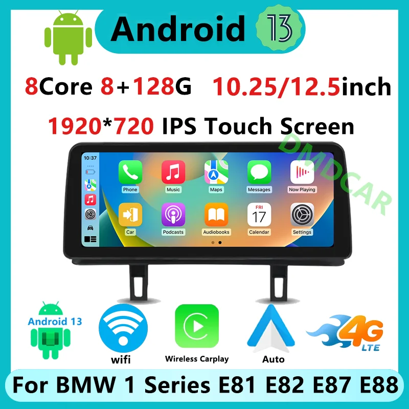 

12.5" ID8 Android13 System Apple Carplay For BMW 1 Series E81 E82 E87 E88 Car Video Player Central Multimedia Automotive Stereo