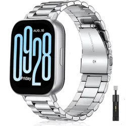 Stainless Steel Metal Watch Strap Bracelet - Replaceable Accessory for 22mm & 20mm Watch Faces (Silver and tool)