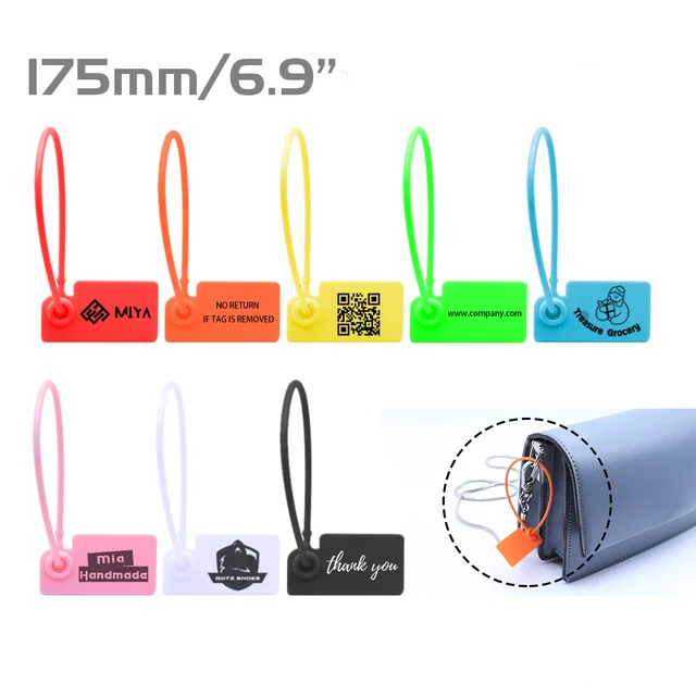 Ancolok 100Pcs Custom Plastic Tags Garment Brand Logo Tag Security of Clothes Shoes Bag Jewelry Second-hand Trading Clothing Tag 1