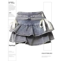 Black Gothic Mini Skirt Woman Y2K Korean Fashion High Street Aesthetic Elegant Retro A-line Mini Denim Skirt Outfits 2025 - Image 6