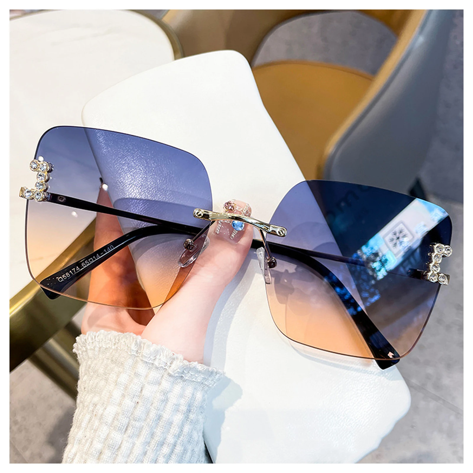 

Очки солнцезащитные женские без оправы, антибликовые модные квадратные очки без оправы, модные аксессуары