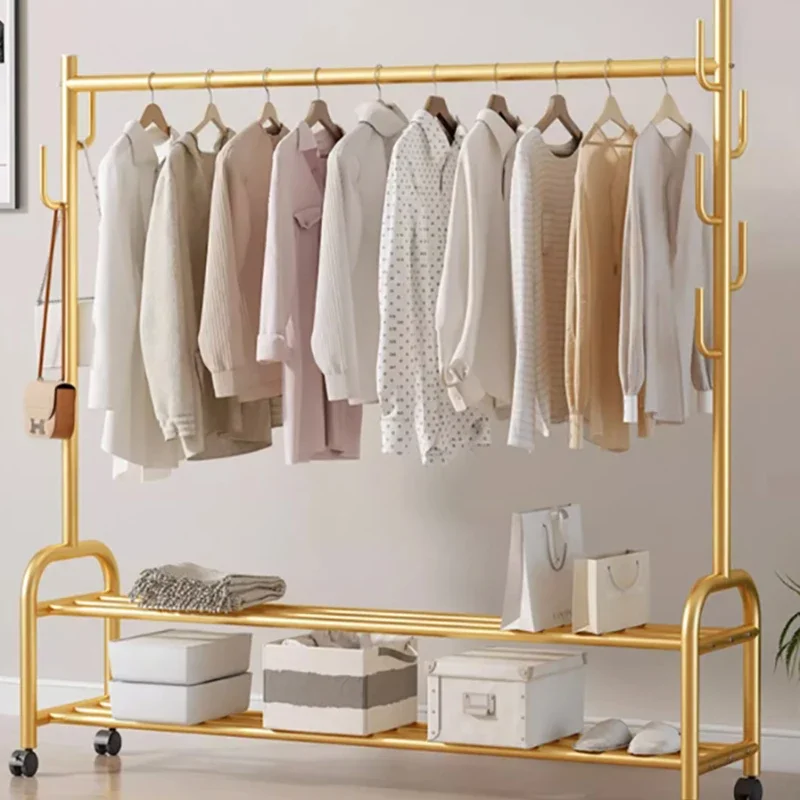 

Wheels Clothes Organizer Rack Bathroom Outdoor Standing Coat Racks Stand Evening Dresses Design Percheros Furniture For Bedroom