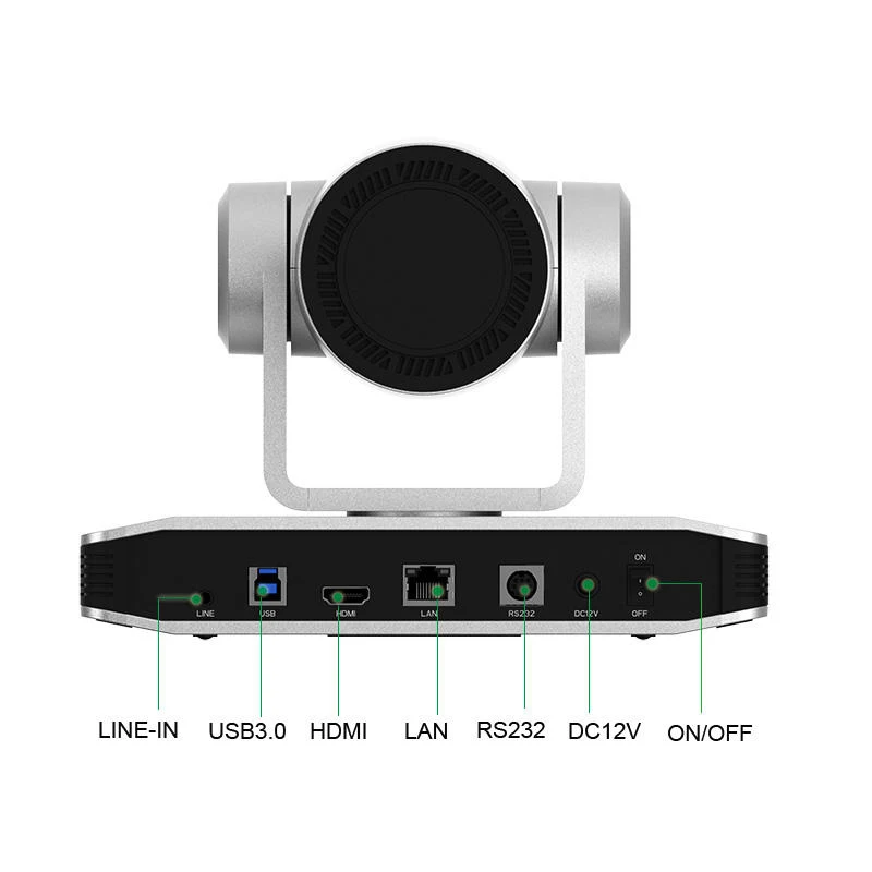 듀얼 렌즈 스피커 추적 PTZ IP 회의 카메라 POE, HDMI USB 포트, 비즈니스, 교회, 교육용, 8.5MP, 12 배 줌, 4K