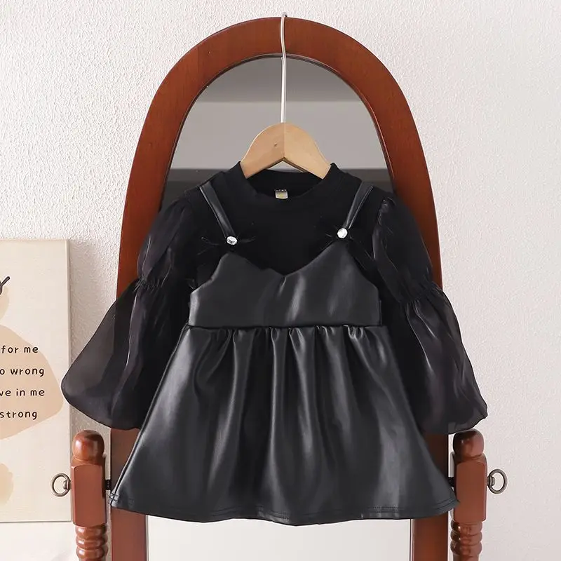 knee length dresses for ladies Faux Leather Dress Set