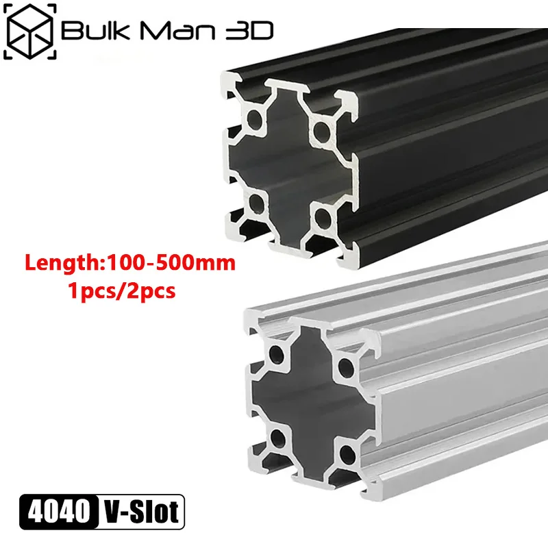 

1/2pcs 4040 V-slot Aluminum Profile Extrusion 100-500mm Linear Rail for CNC 3D Printer Silver Black