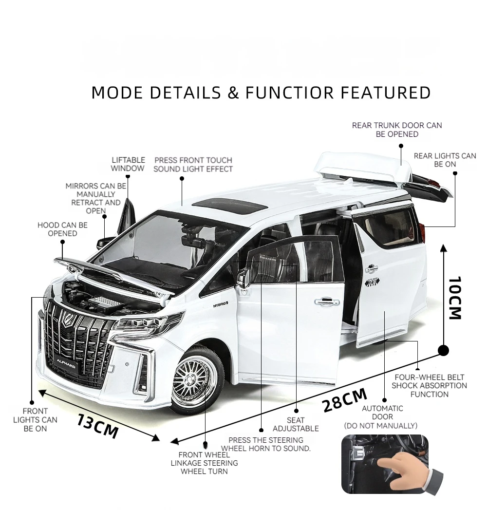 1/18 Toyota Alphard MPV Alloy Car Model Diecast Metal Toy Vehicle
