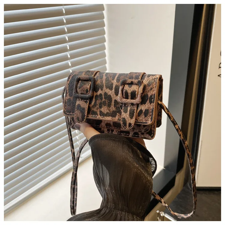 Women's Stylish Leopard Print Large Capacity Shoulder Crossbody Bag | Mini Coin Purse & Trendy Square Clutch, Casual Daily Use