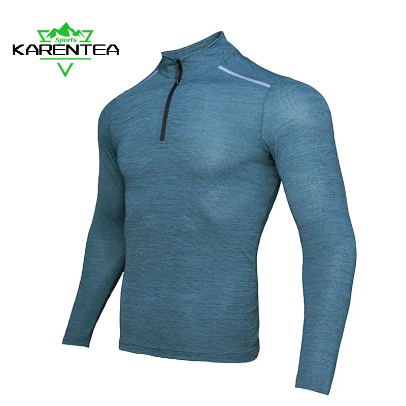 

Karentea Running Long Sleeve T-Shirt Quick Dry Reflective Men Sports Jogging Gym Fitness Male Outdoor Tops Breathable Clothing