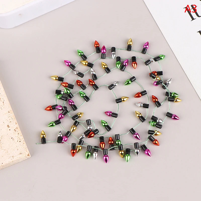1Pcs 1:12 Christmas String Lights String Of Fake Lights Decoration Mini Furniture Dollhouse Miniature Accessories