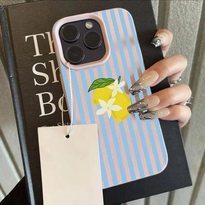 Enhanced Retro Striped Leather Texture Phone Case Cover