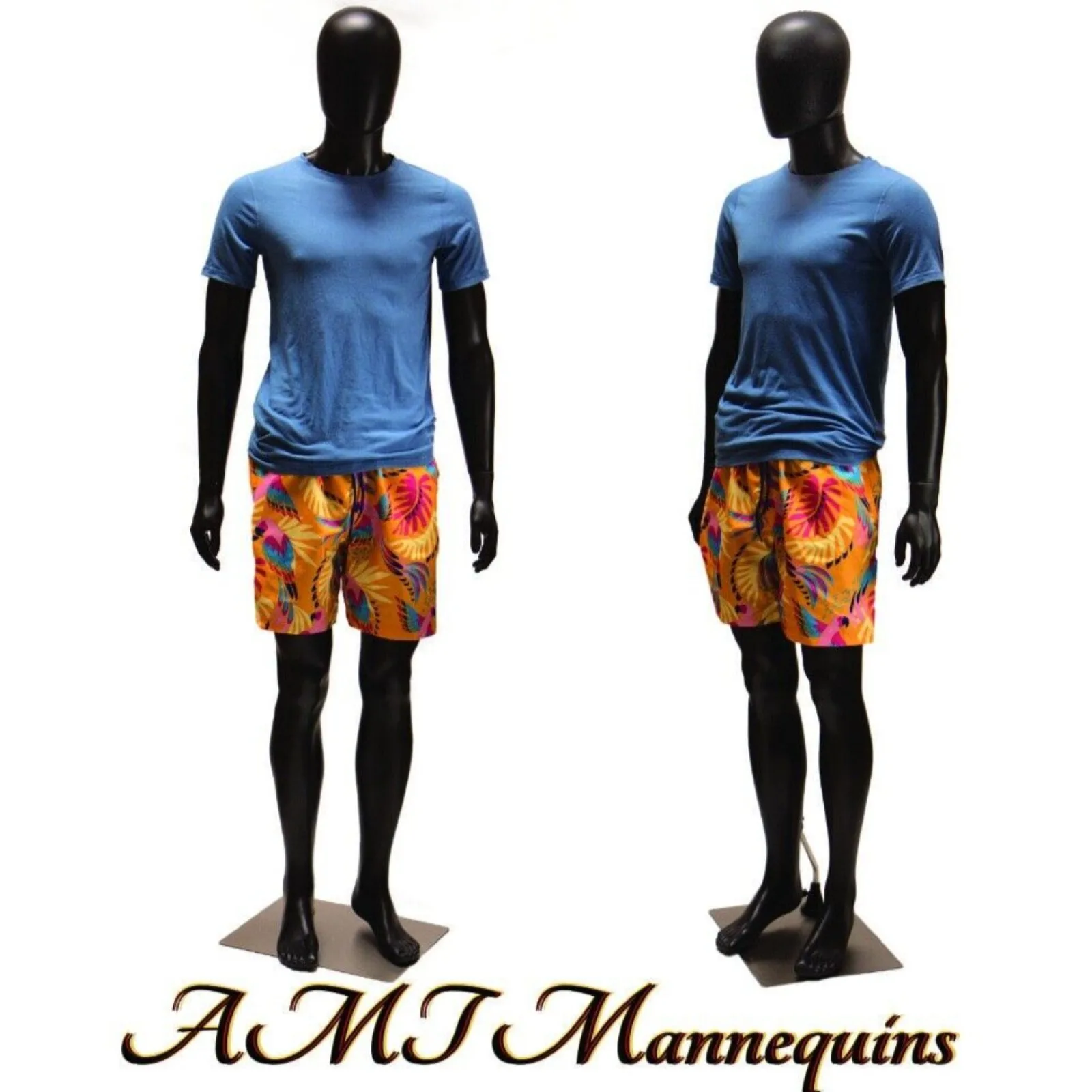US Black Abstract Male 73" Full Body Plastic Standing Mannequins + Metal stand