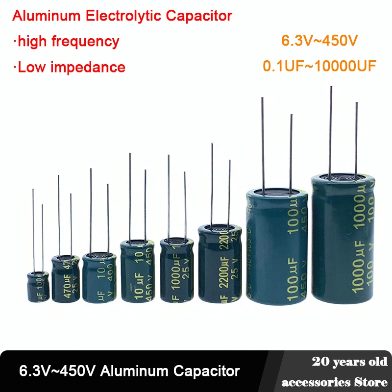 1~50pcs 6.3V~450V Aluminum electrolytic capacitor 16V 25V 50V 100V 400V 10UF 22UF 33UF 68UF 100UF 220UF 1000UF 2200UF 4700UF | Электронные