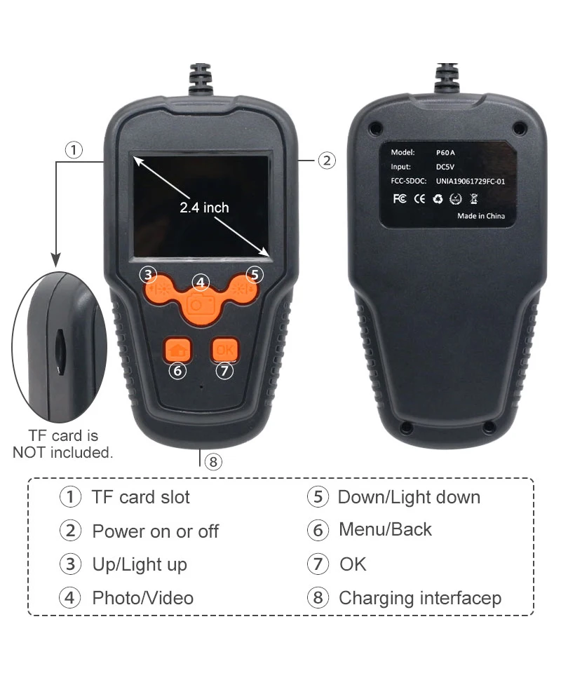 Caméra Endoscope 5mm étanche IP65 - 1200p, Sonde 3.5m - Pour Inspection Plomberie, Mécanique, Téléphone
