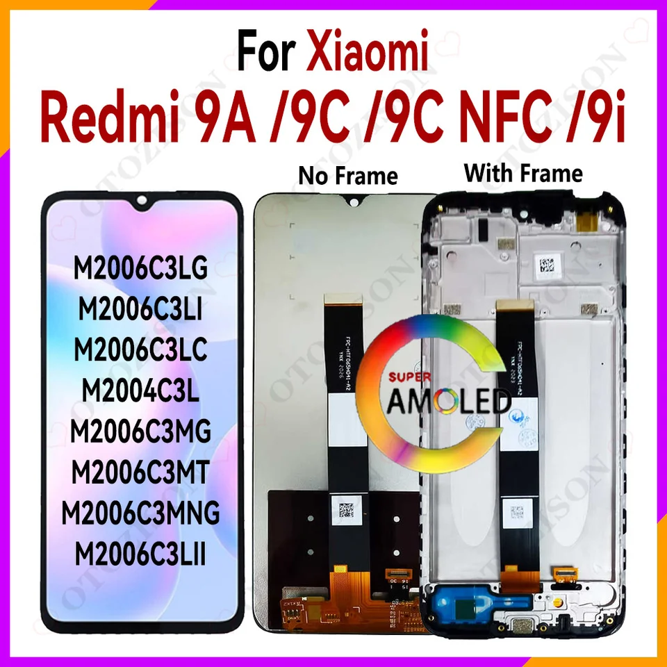 Ecran LCD Xiaomi Redmi 9C/9A/9C NFC - Noir - Complet Vitre Tactile - 5,5 Po - Android - Téléphonie