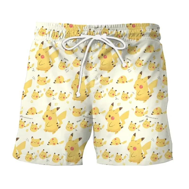MINISO Pokemon Pikachu Men's Short-sleeved Shirt Beach Shorts Set Men's Summer Street Fashion Men's Casual Hawaii Shirt Suit 4