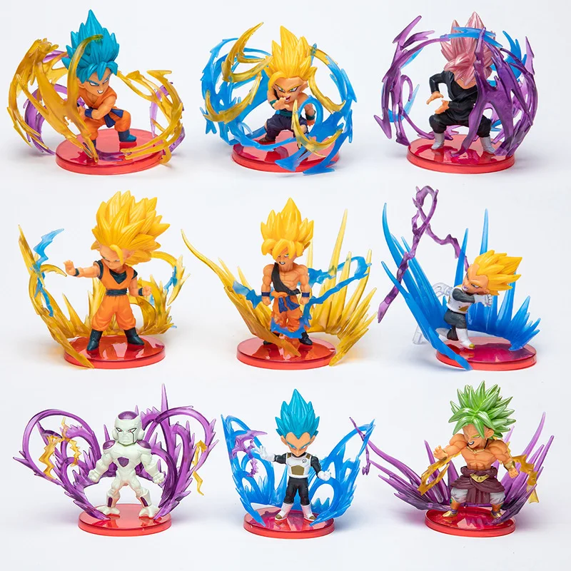 

9pcs Dragon Ball Anime Figure Goku Vegeta Broly Action Figures DBZ Special Effects Saiyan Collectible Statue Toys Figurine Model