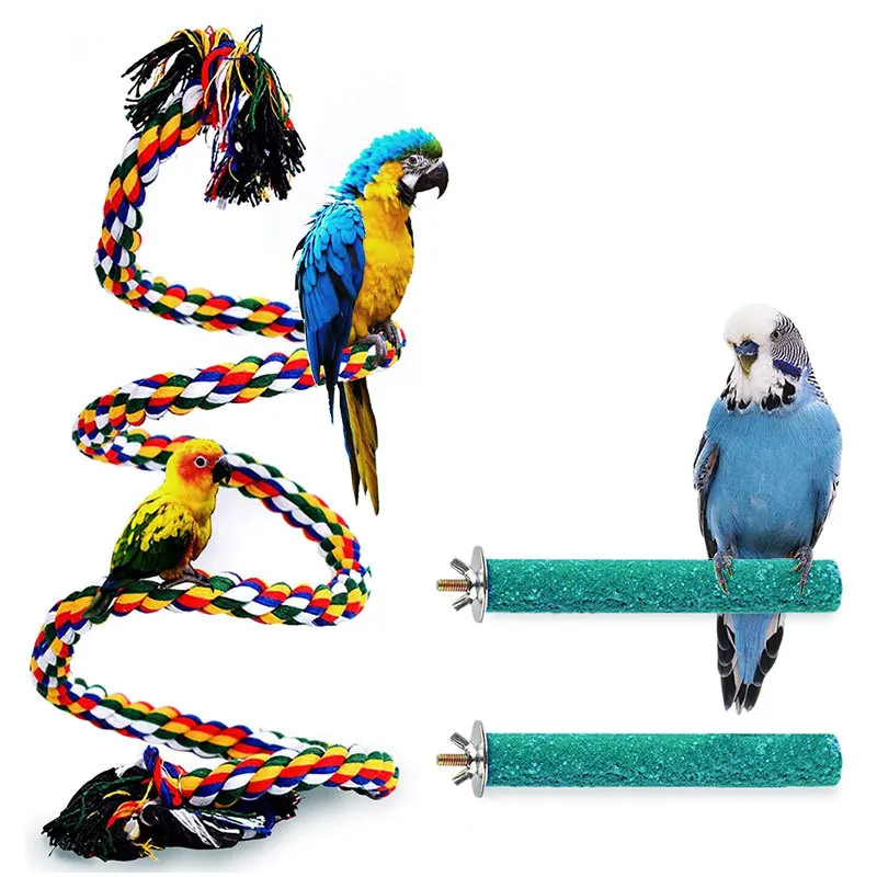Parrot Bird Standing Toy Cotton Rope Colorful Toy Chew Perches