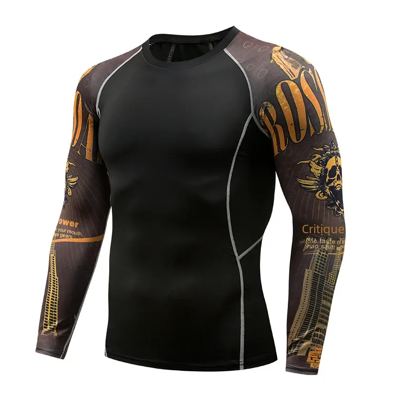 thumbnail image 1 of 2024pro Nueva camiseta de manga larga estampada para entrenamiento de baloncesto y carrera, transpirable, de secado rápido y ajustada para hombre, 1 of 5