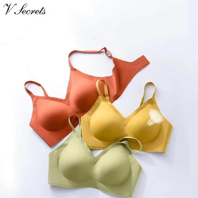 

Sexy Seamless Bras Underwear Anti-mite Bralette Women Emulsion Pad Push Up Sleep Sports Female Lingerie Ice Silk Soutien Gorges