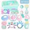 6-14Pcs Baby Rattle 0-12 Months Newborn Soft Bell Teethers Hand Shaking Crib Mobile Ring Educational Toy For Children Set Gifts 1