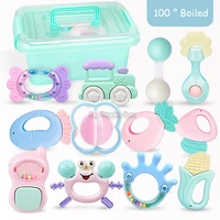 6-14Pcs Baby Rattle 0-12 Months Newborn Soft Bell Teethers Hand Shaking Crib Mobile Ring Educational Toy For Children Set Gifts 1