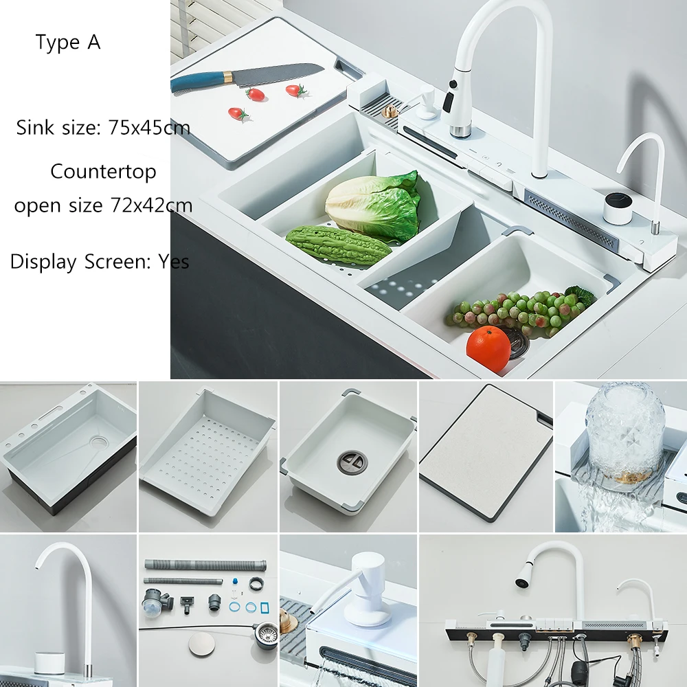 Robinet De Cuisine Avec Purificateur D'eau Intégré - Design Compact Acier Inox - Neuf