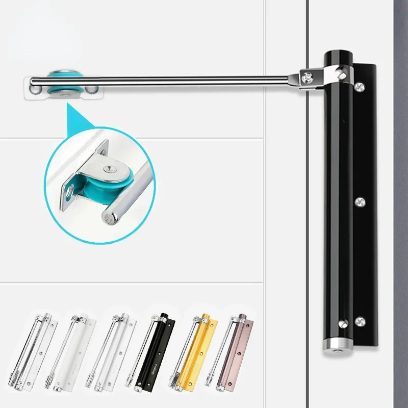 Aluminum Alloy Door Closer,Adjustable Force,Automatic Door Closing Device,Pulley Silent Suitable for Many Types of Doors