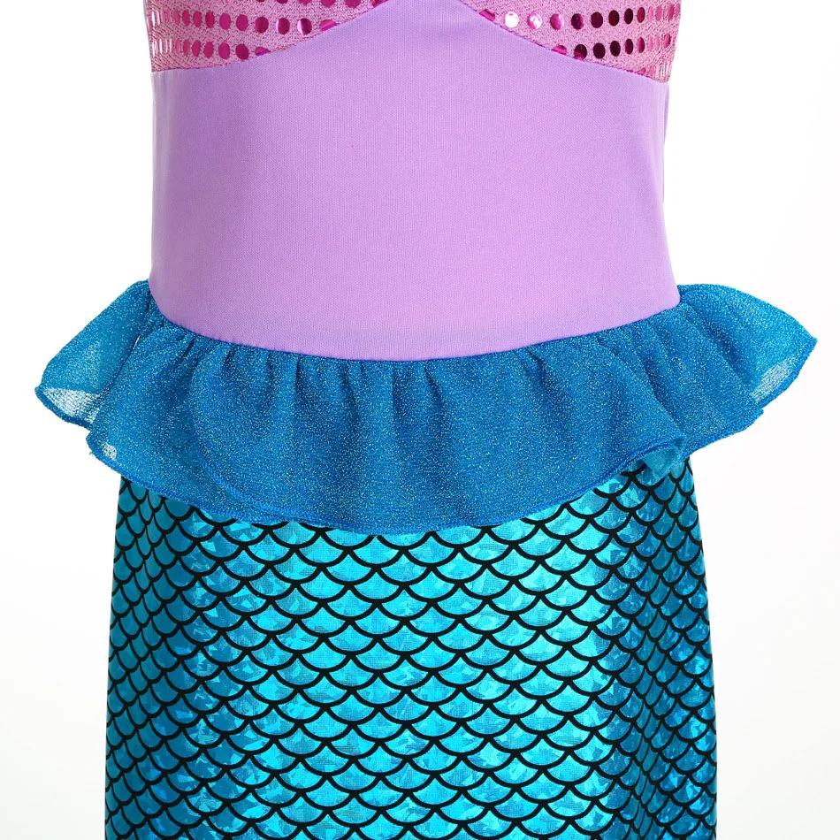 Girls Summer Fantasy Children Ariel Birthday Dress Kids Little Mermaid  Ruffles Princess Dress Cosplay Halloween Costume 3-10Y - AliExpress 1501