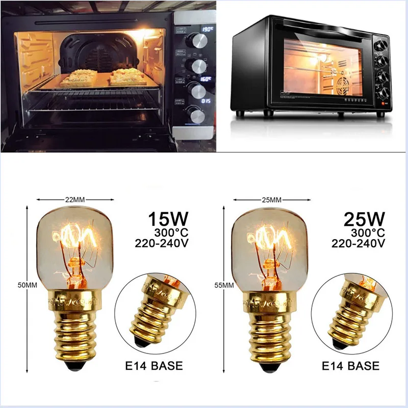 E14 Oven Lamp Bulb With Base 25W High Temperature Resistant Oven Light  Holder For Microwave Oven