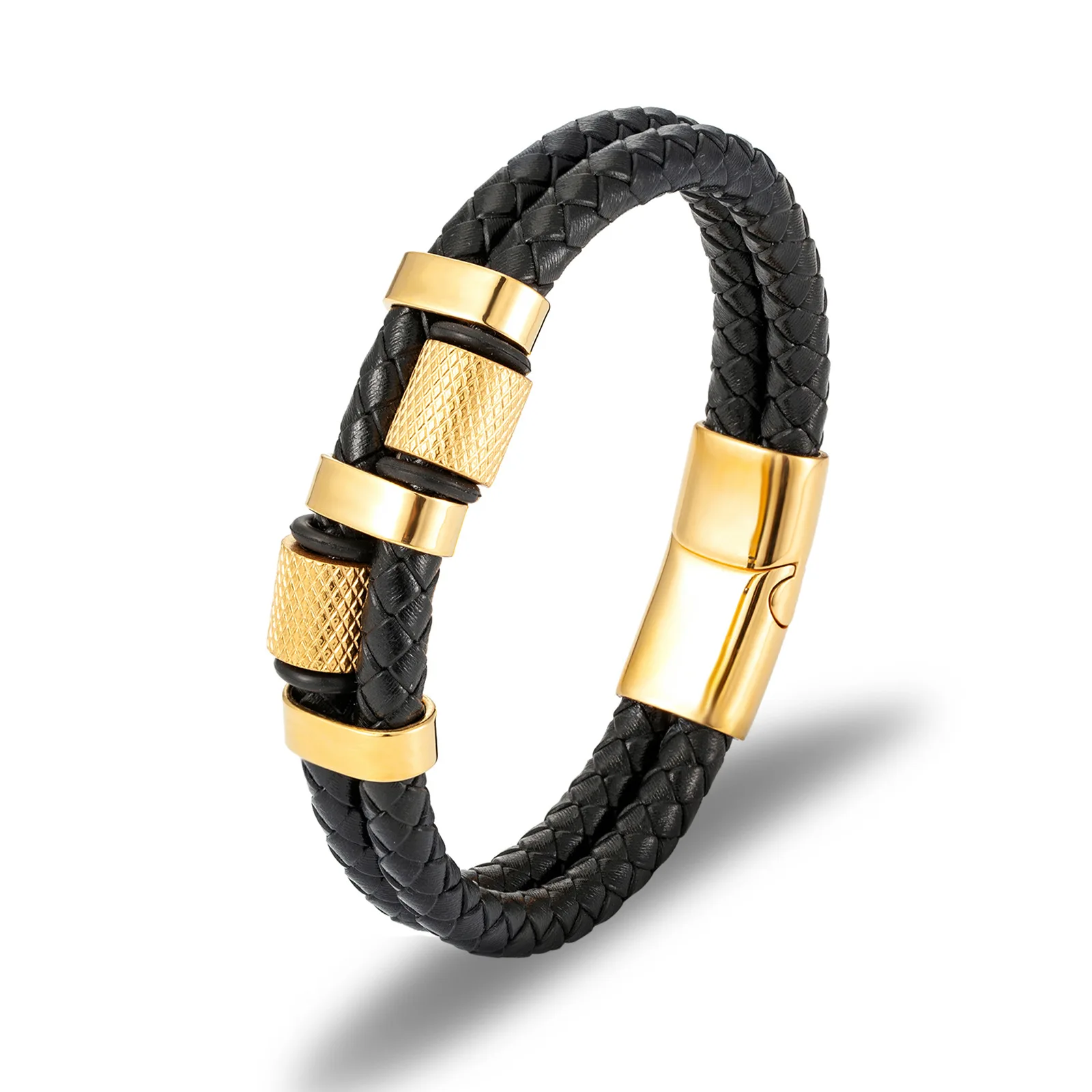 Männer Geflecht Seil Punk Armband Armreif Edelstahl Magnetische Schnalle Echtes Leder Armbänder & Armreifen Männlich Weiblich Schmuck Geschenk – Detail 7